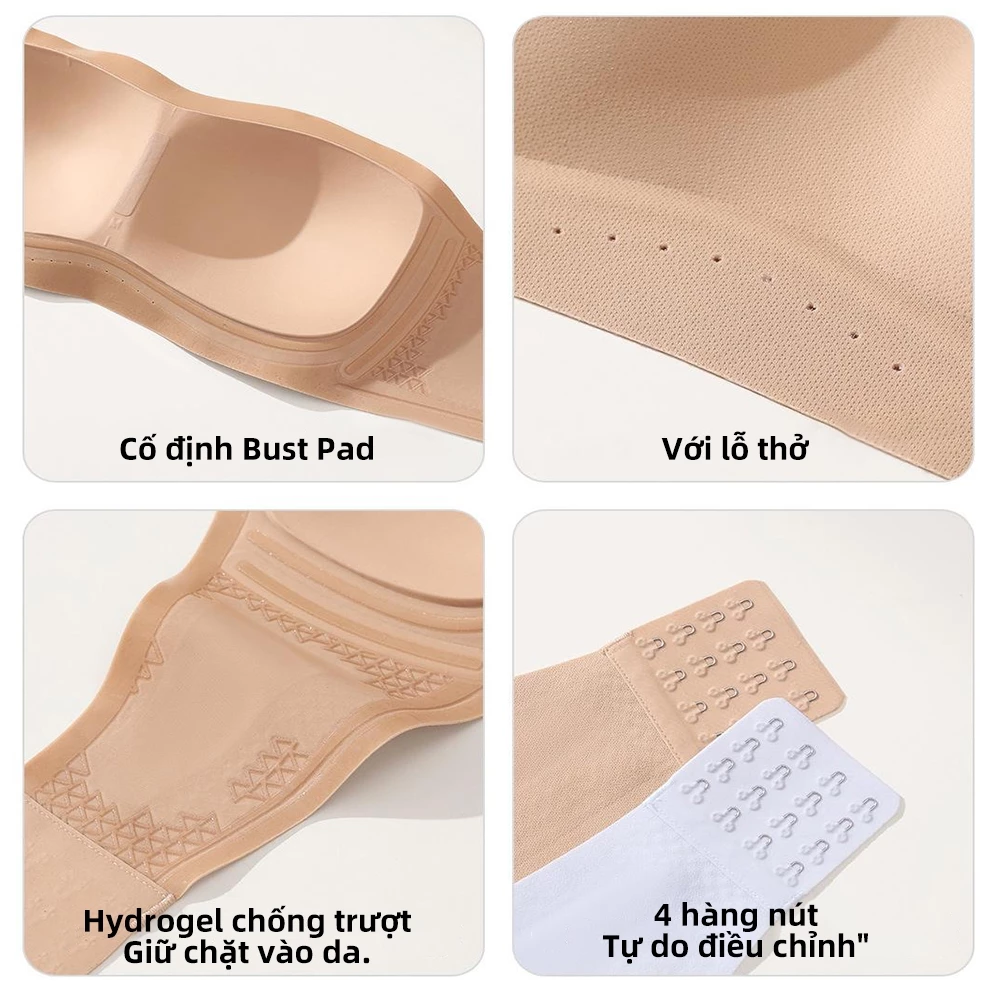 Bust pad cố định, lỗ thở, hydrogel, 4 hàng nút